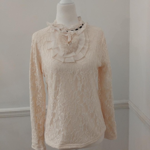 Clobee Off White Long Sleeve Lace Top - XXL NWT - Picture 1 of 7